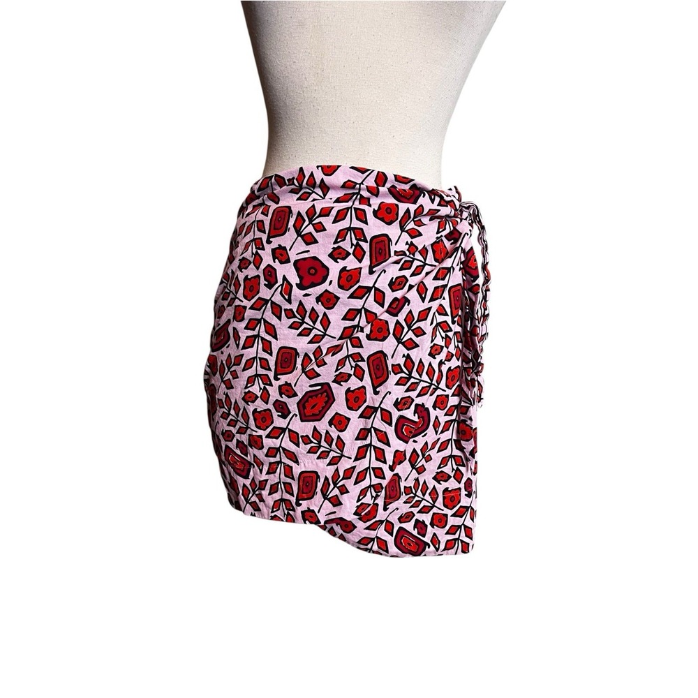 Xirena Wrap Mini Skirt XS Pink Red Floral